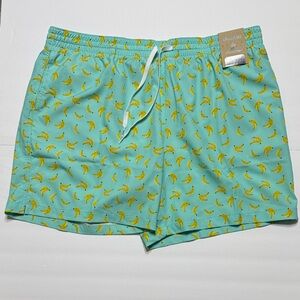 Men’s Chubbies  Aqua Banana Print Swim Trunks. 5.5 inch inseam Elastic NWT XXL